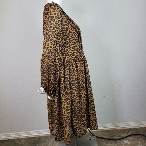 Time and Tru Leopard Print Baby Doll Lined Dress - Picture 4 of 11